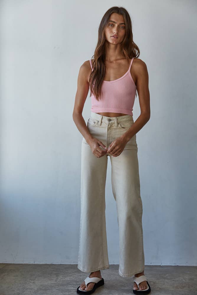S1072 | Knit Ribbed Seamless UV Neck Brami