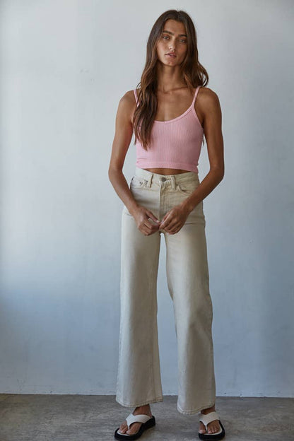 S1072 | Knit Ribbed Seamless UV Neck Brami