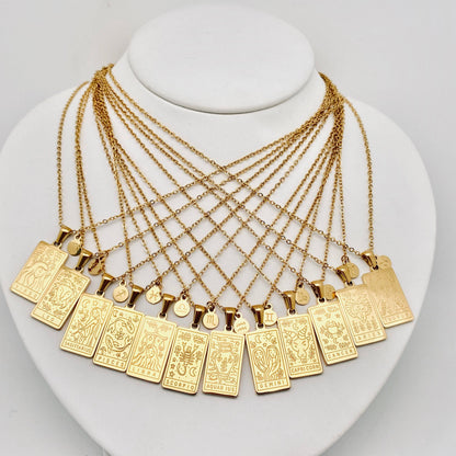 Golden Stainless Steel 12 Constellation Charm Necklace - FGS