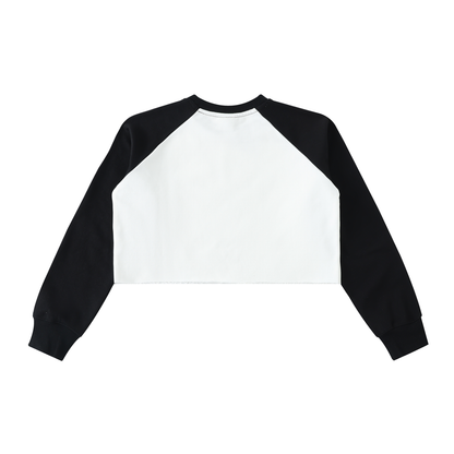 Raw-Hem Color-Block Raglan Crop Sweatshirt Opossum