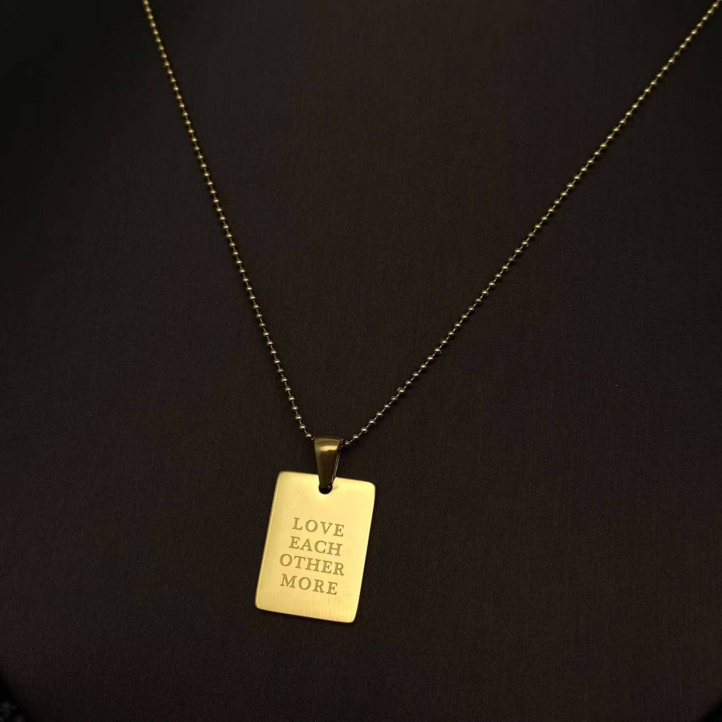 Inspiring Square Charm 18K Gold Plated S.Steel Necklace -FGS