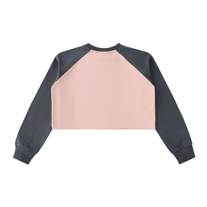 Raw-Hem Color-Block Raglan Crop Sweatshirt Opossum