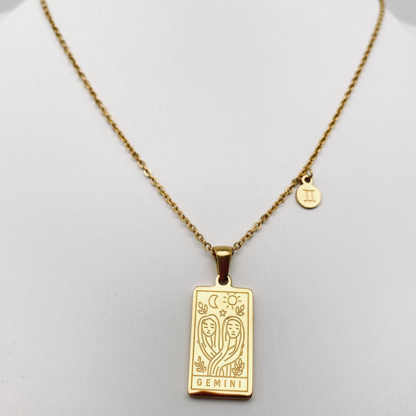 Golden Stainless Steel 12 Constellation Charm Necklace - FGS