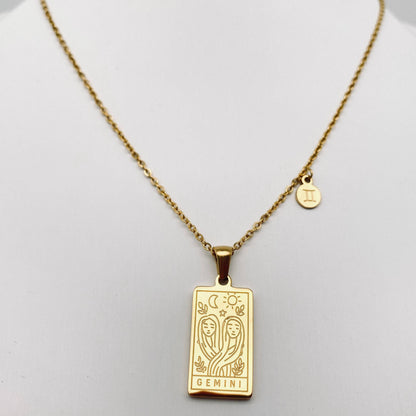 Golden Stainless Steel 12 Constellation Charm Necklace - FGS