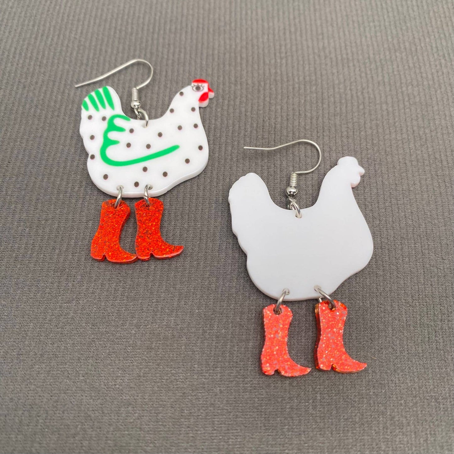 Acrylic Cock Dangle Earrings - YK