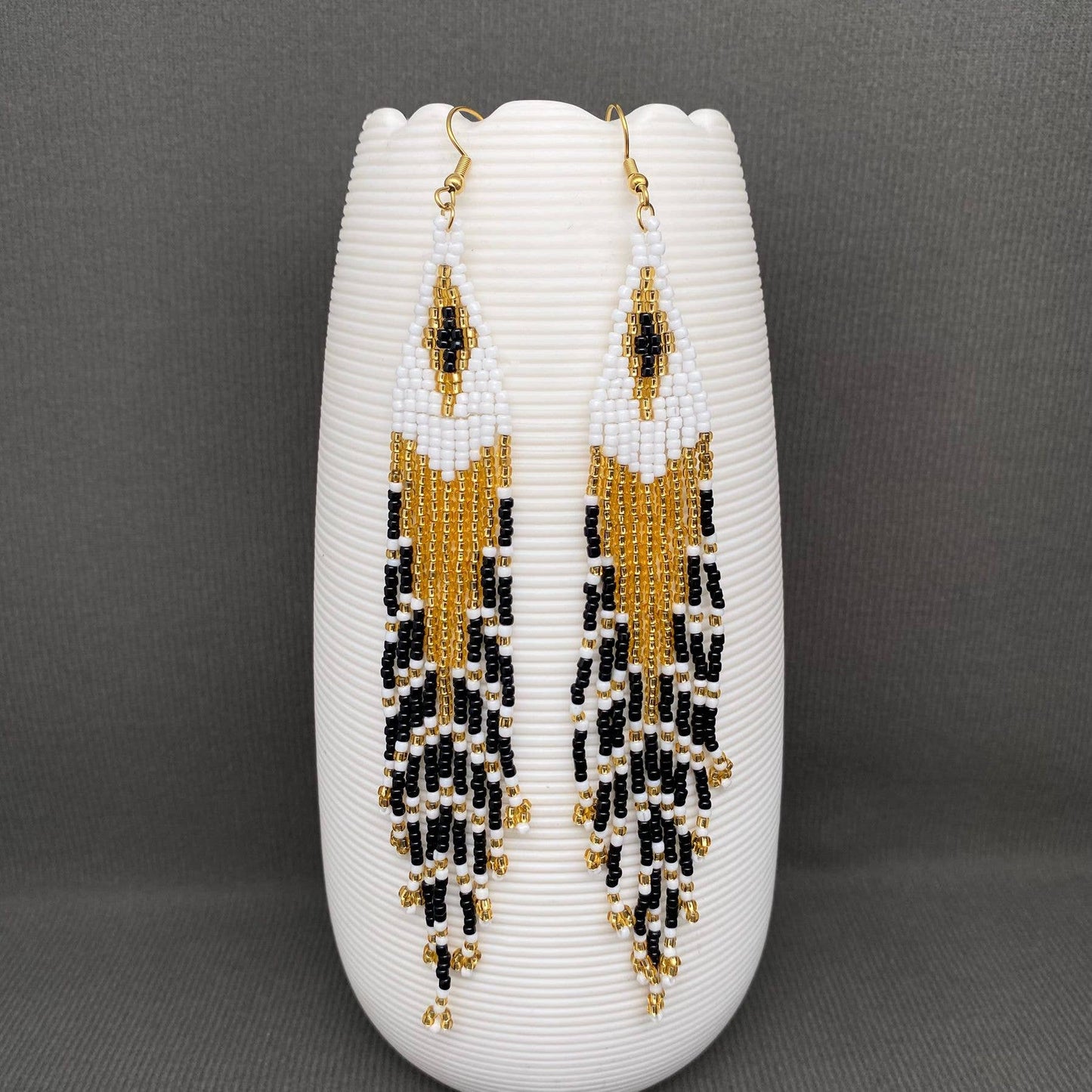 Seed Beads Fringe Dangle Earrings MIO70887 - BJ/SB