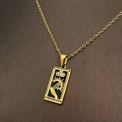 Star Moon Tarot 18K Gold Plated Steel Necklace - FGS/MS