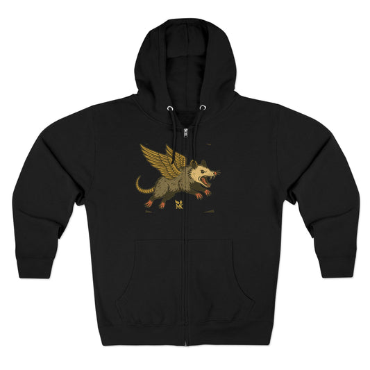 Feral Opossum Mythical Creature Unisex Zip Hoodie,