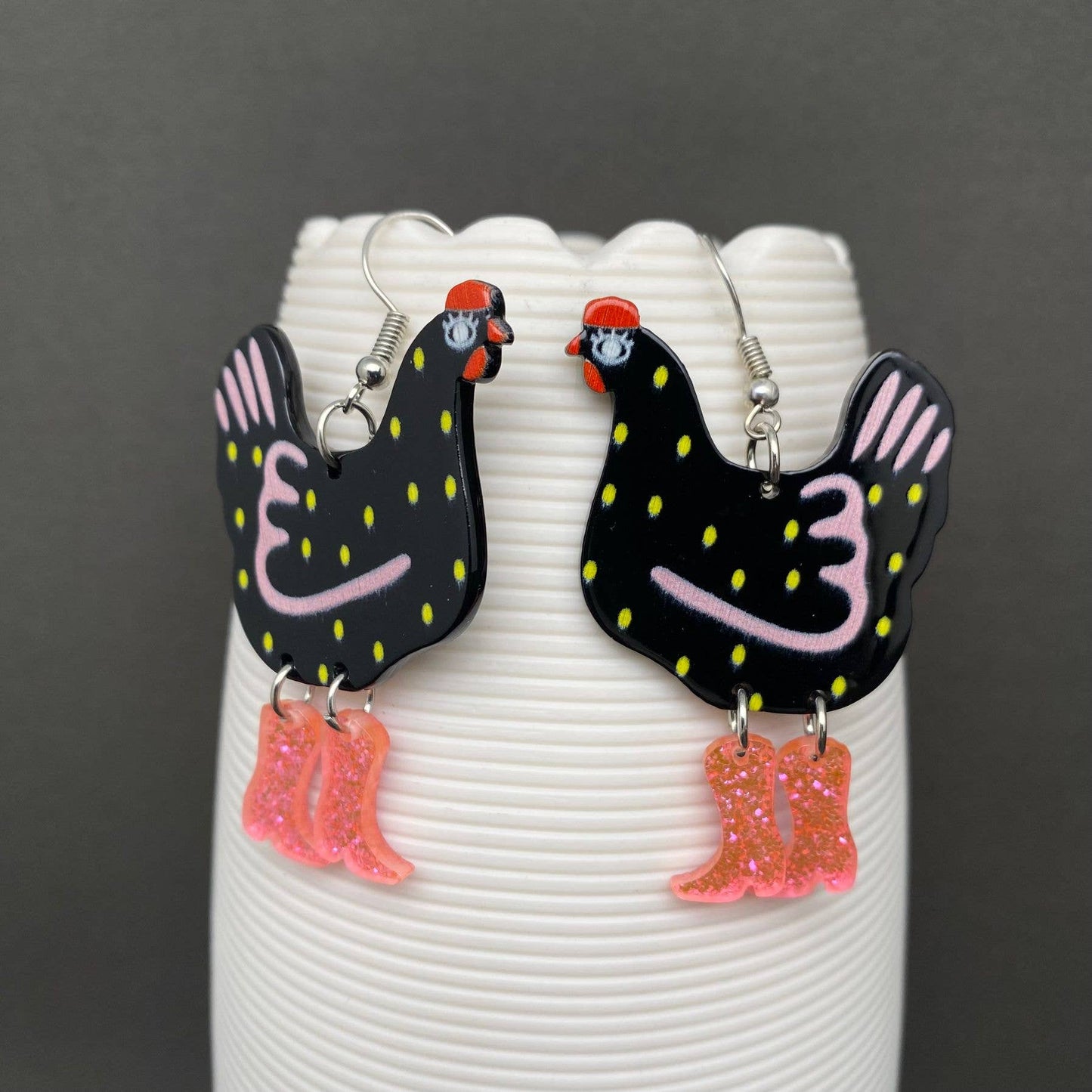 Acrylic Cock Dangle Earrings - YK