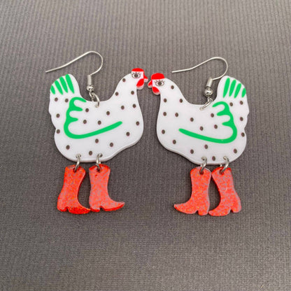 Acrylic Cock Dangle Earrings - YK