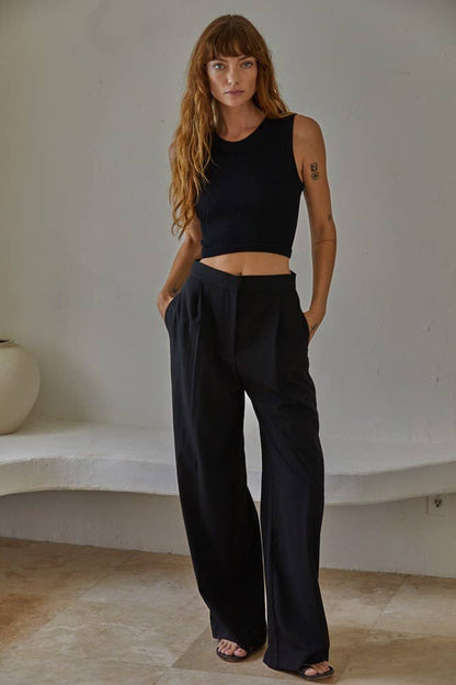 S1106N | Knit Seamless Ribbed Round Neck Sleeveless Top