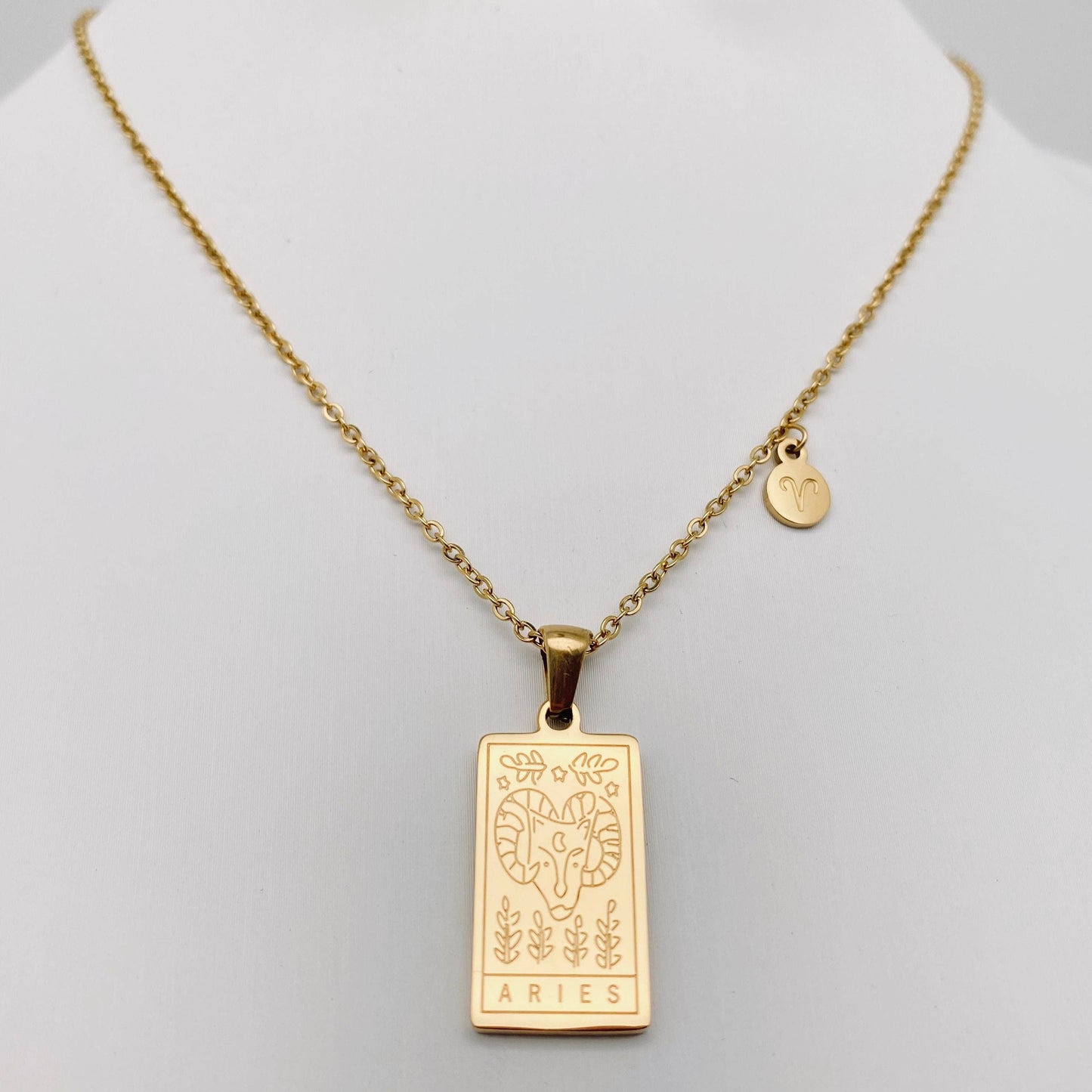 Golden Stainless Steel 12 Constellation Charm Necklace - FGS