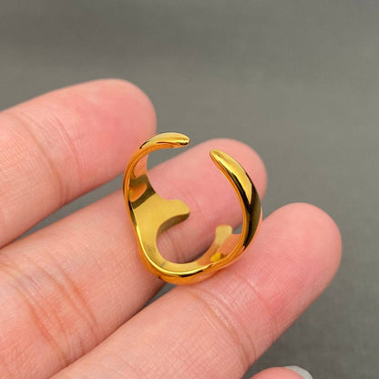 Zircon Inlaid Horseshoe 18K Gold Plated S.Steel Ring - FGS