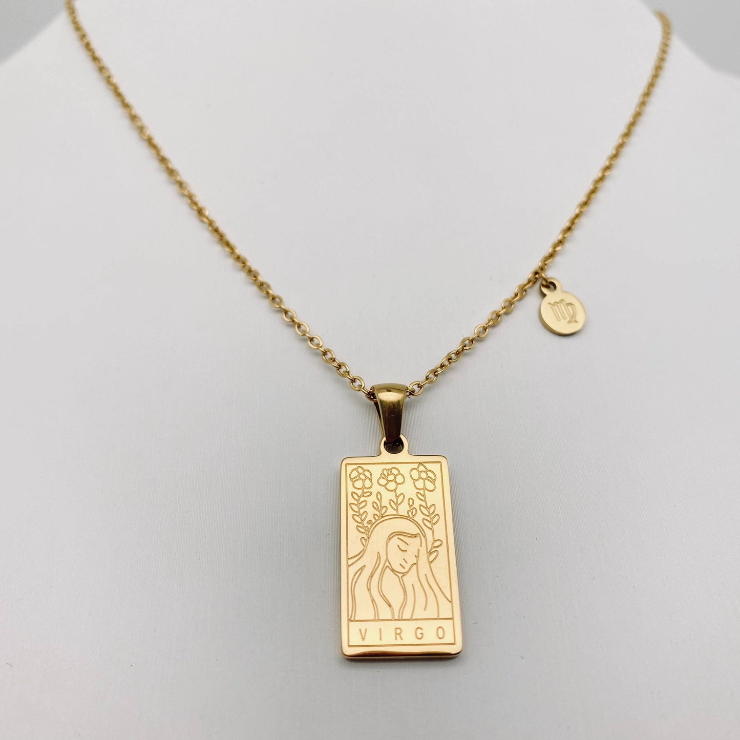 Golden Stainless Steel 12 Constellation Charm Necklace - FGS