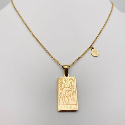 Golden Stainless Steel 12 Constellation Charm Necklace - FGS