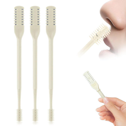 Upgrade 2 in 1 Nasal Hair Cutter, Nasal Hair Trimmer for Women Men, Portable Manual 360° Rotating Nose Hair Trimmer with Ear Digger for Men Women (Cream, 3 Pcs)