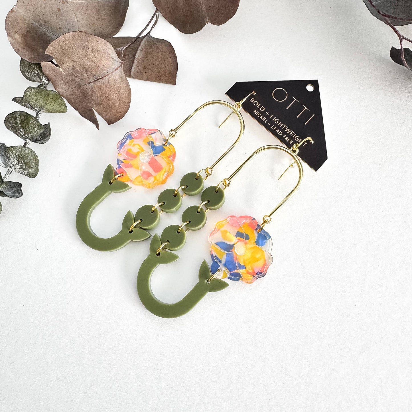 Botanical-Inspired Acrylic Earring: POPPY LOOP (Seasonal)