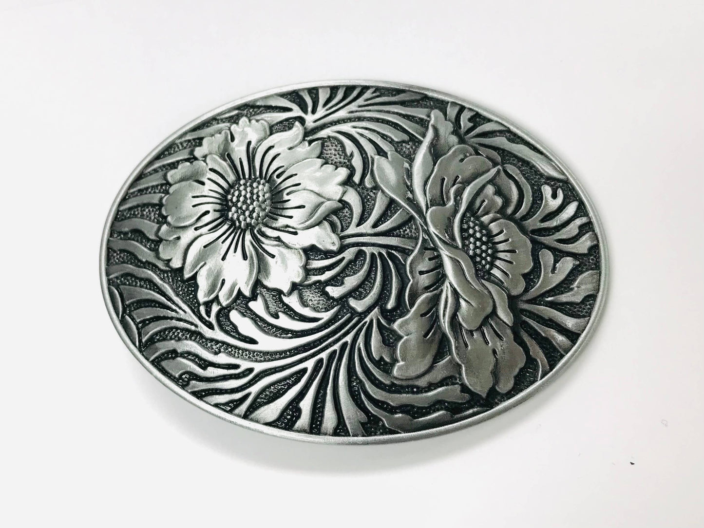 Antique Silver Sunflower Ornated Belt Buckle 1826ATS