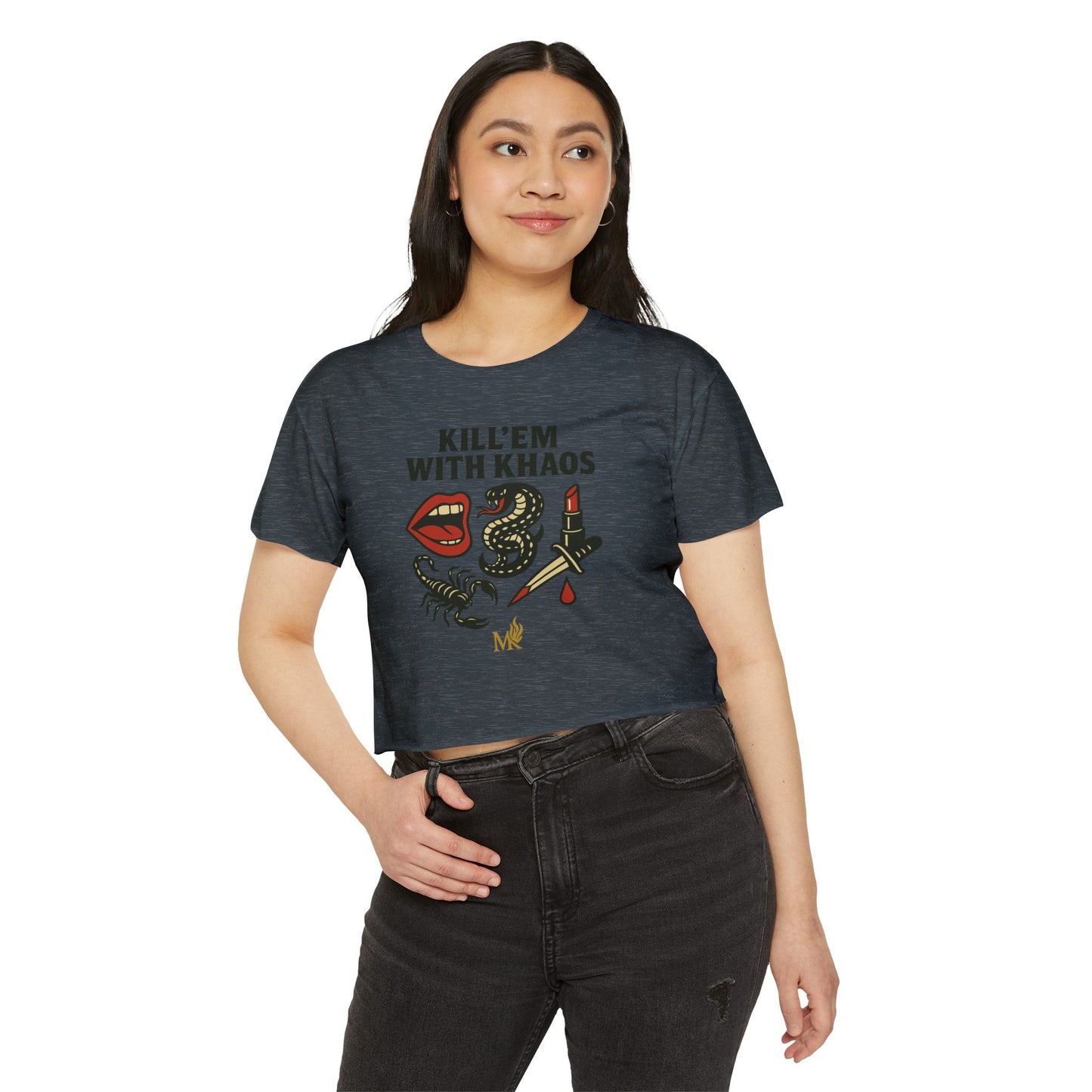 Kill Em With Khaos Crop Top, Statement Tee