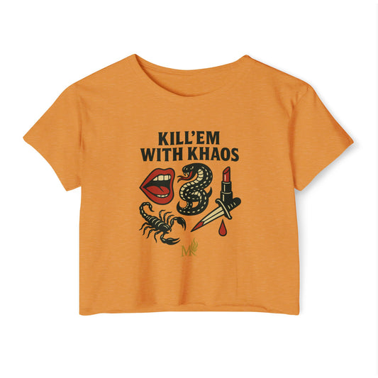 Kill Em With Khaos Crop Top, Statement Tee