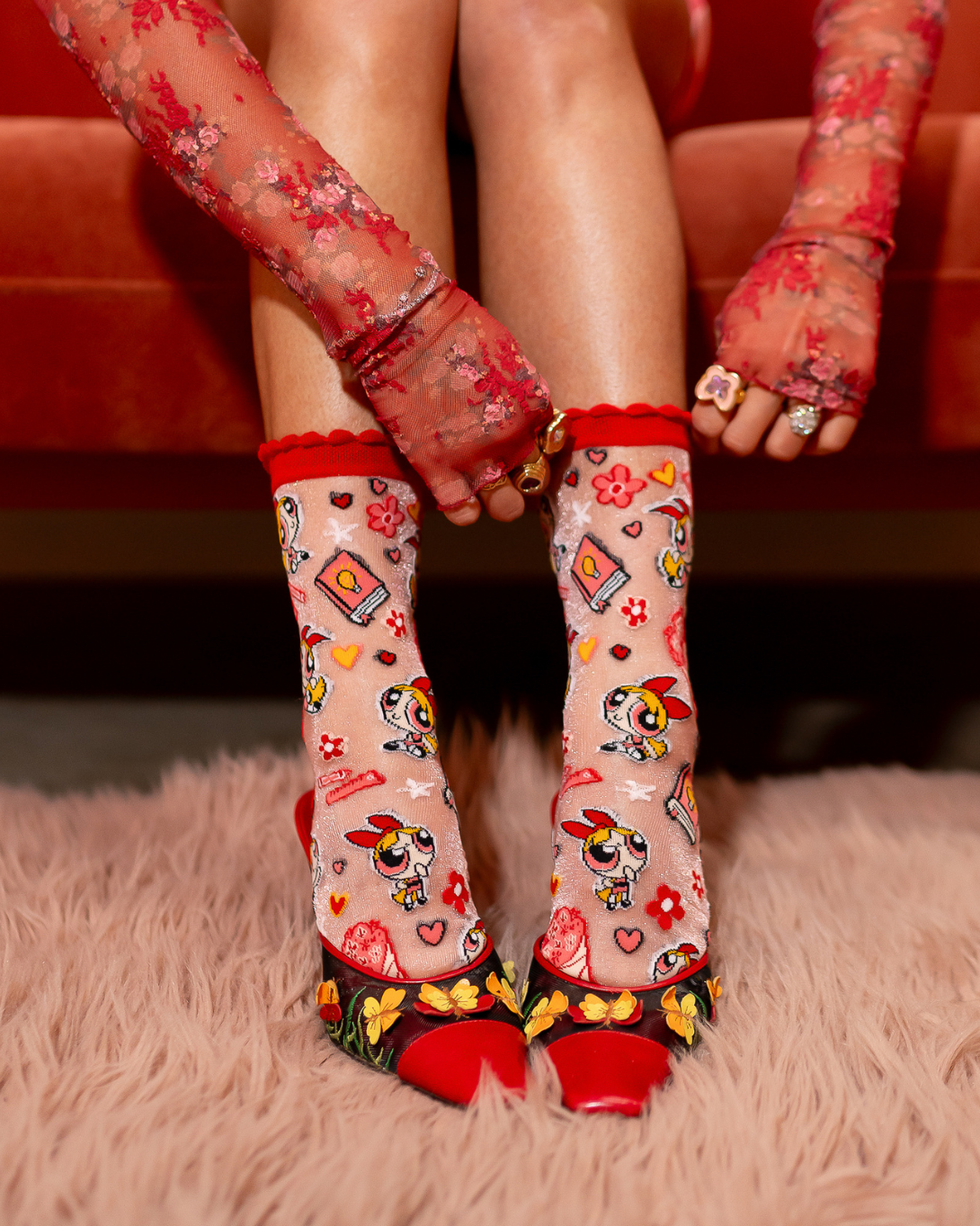 The Powerpuff Girls™ Blossom Shimmer Sheer Crew Sock