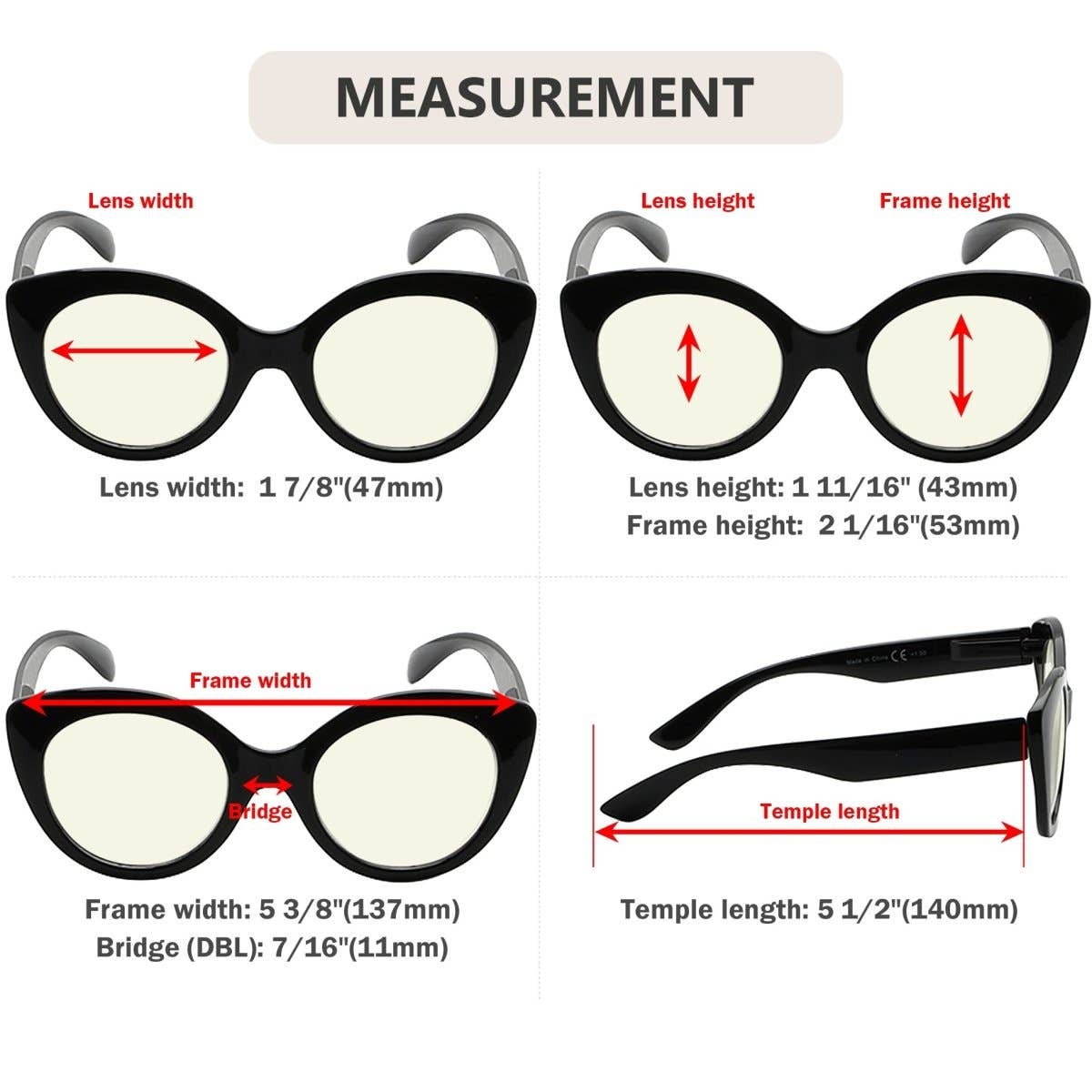 4 Pack Cat Eye Blue Light Filter Readers