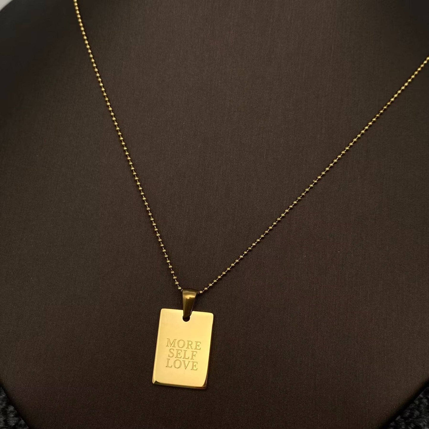 Inspiring Square Charm 18K Gold Plated S.Steel Necklace -FGS
