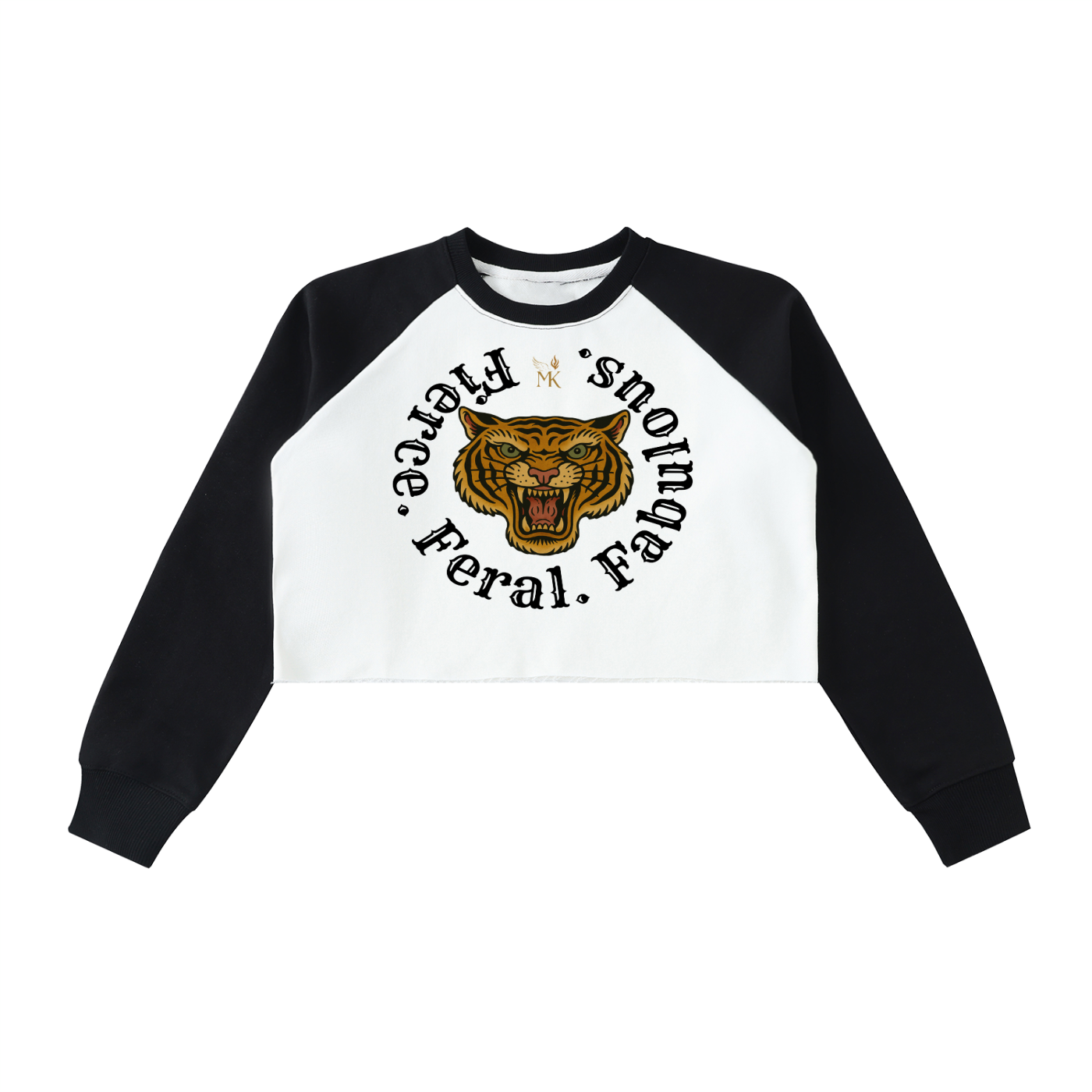 Feral and Raw-Hem Color-Block Raglan Crop Sweatshirt