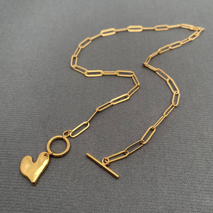 Heart Charm 18K Gold Plated Stainless Steel Necklace - FGS