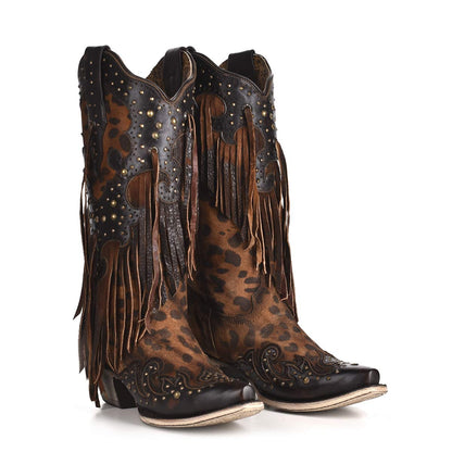 Corral Boot Company Womens Honey Goat Overlay Boot 7 B Brown