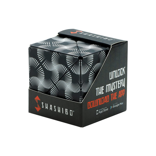 SHASHIBO Shape Shifting Box - Award-Winning Fidget Toy w/ 36 Rare Earth Magnets - Fidget Cube Transforms Into Over 70 Shapes, Sensory Toy Gift for Kids, Teens, and Adults (Black & White)