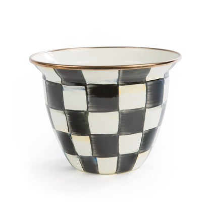 MACKENZIE-CHILDS Flowerpot, Decorative Garden Pot for Growing Plants, Black-and-White Courtly Check