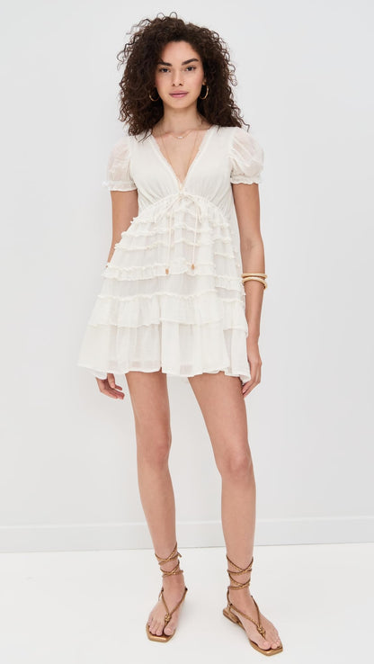 Free People Women's Darcy Mini Dress, Ivory, Off White, M