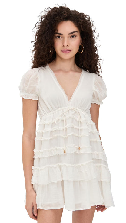 Free People Women's Darcy Mini Dress, Ivory, Off White, M