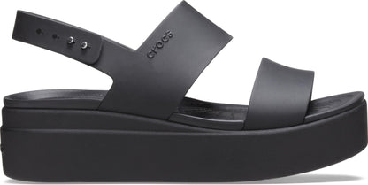 Crocs Brooklyn Low Wedge for Women - Adjustable Buckle Heel Straps with Pushpin Closure, Flexible, and All-Day Wear Black/Black 7 M