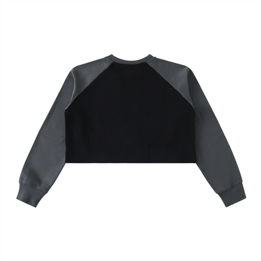 Feral and Raw-Hem Color-Block Raglan Crop Sweatshirt