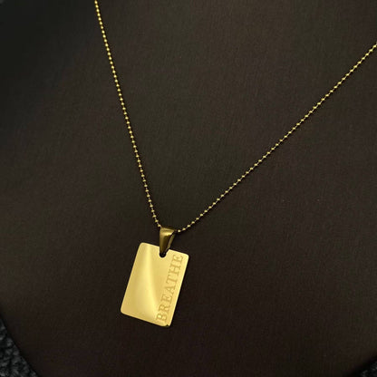 Inspiring Square Charm 18K Gold Plated S.Steel Necklace -FGS