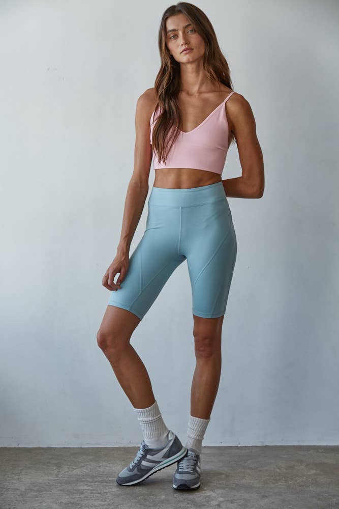 S1003 | Seamless Ribbed Triangle Chest Spaghetti Strap Brami