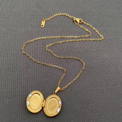 Star Moon locket charm 18K Golden S.Steel Necklace - FGS/MS