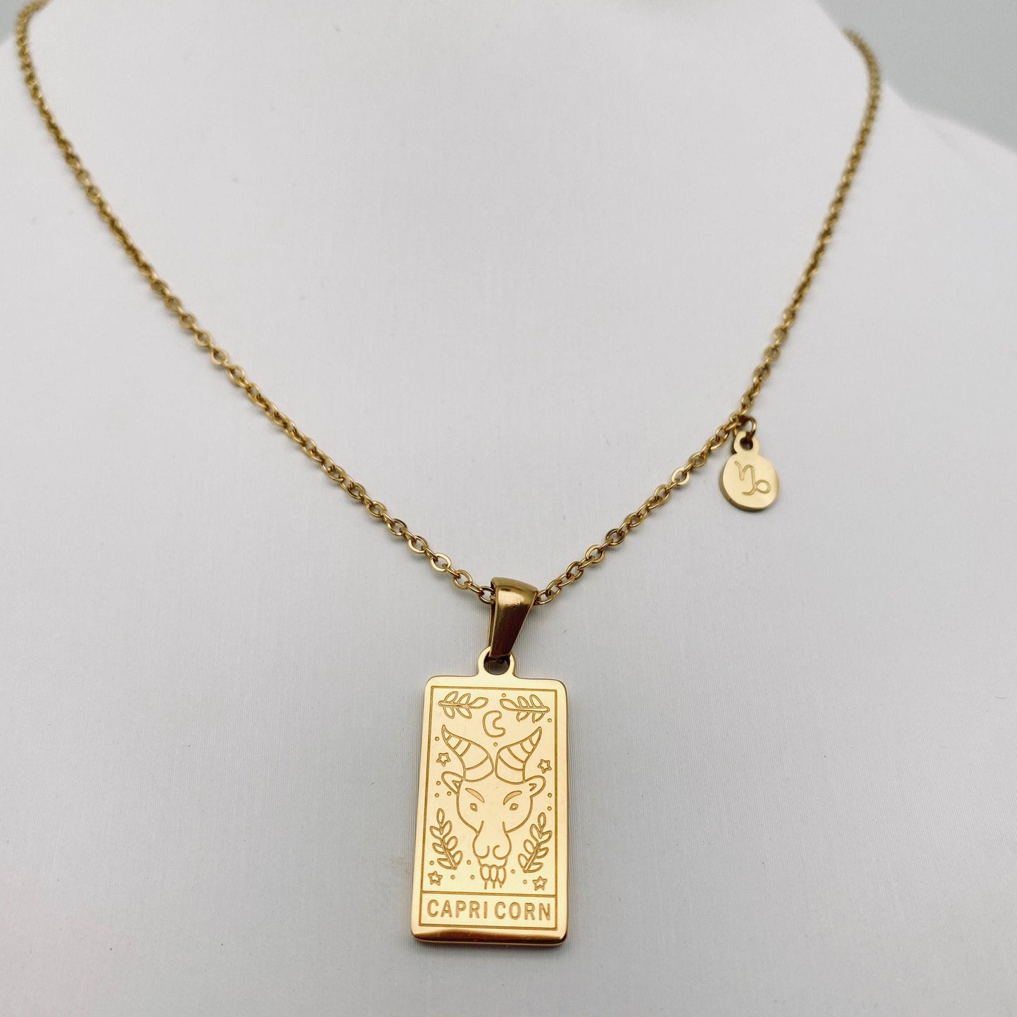 Golden Stainless Steel 12 Constellation Charm Necklace - FGS