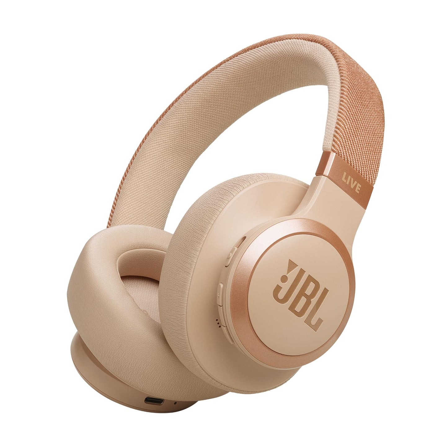 JBL Live 770NC - Wireless Over-Ear Headphones with True Adaptive Noise Cancelling with Smart Ambient, Up to 65 Hours of Battery Life, Comfort-fit Fabric Headband & Carrying Pouch (Sandstone)