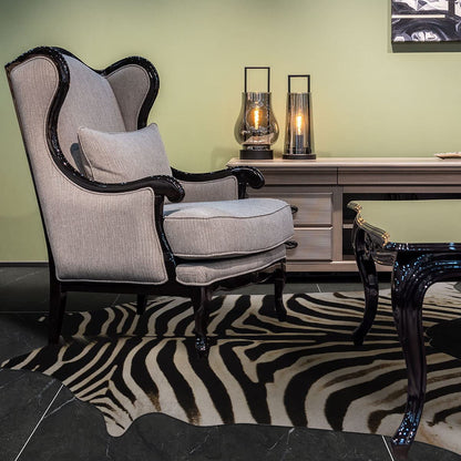 Guyi Rare Zebra Rug 4.6x5.2 ft Premium Cowhide Rugs for Bedroom Living Room Dining Room Brown Animal Rugs Non Slip Area Rugs