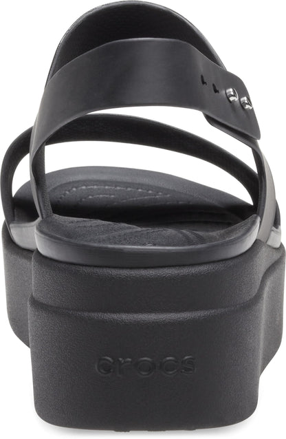 Crocs Brooklyn Low Wedge for Women - Adjustable Buckle Heel Straps with Pushpin Closure, Flexible, and All-Day Wear Black/Black 7 M