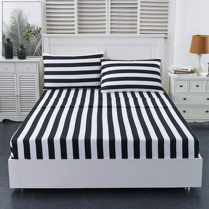 Best Season Queen Size Stripe Sheet Set-4 Piece Super Soft Microfiber Bedding-Deep Pocket, Stain, Fade & Wrinkle Resistant(Black&White)