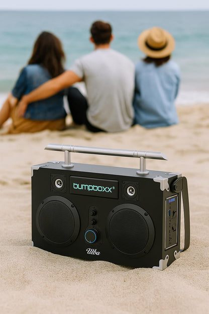 Bumpboxx Bluetooth Boombox Ultra Plus | Retro Boombox with Bluetooth Speaker | Includes Rechargeable Lithium Battery, Carrying Strap & Mic | Easy to Carry | NYC Graffiti