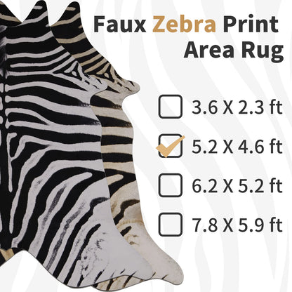Guyi Rare Zebra Rug 4.6x5.2 ft Premium Cowhide Rugs for Bedroom Living Room Dining Room Brown Animal Rugs Non Slip Area Rugs