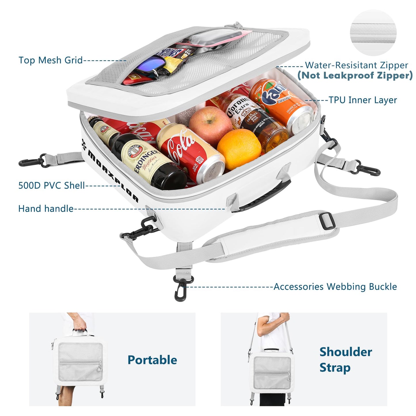MORXPLOR Waterproof PVC Paddleboard Cooler Deck Bag - 12 Can Soft Insulated Cooler for Paddleboarding, Camping, Kayaking