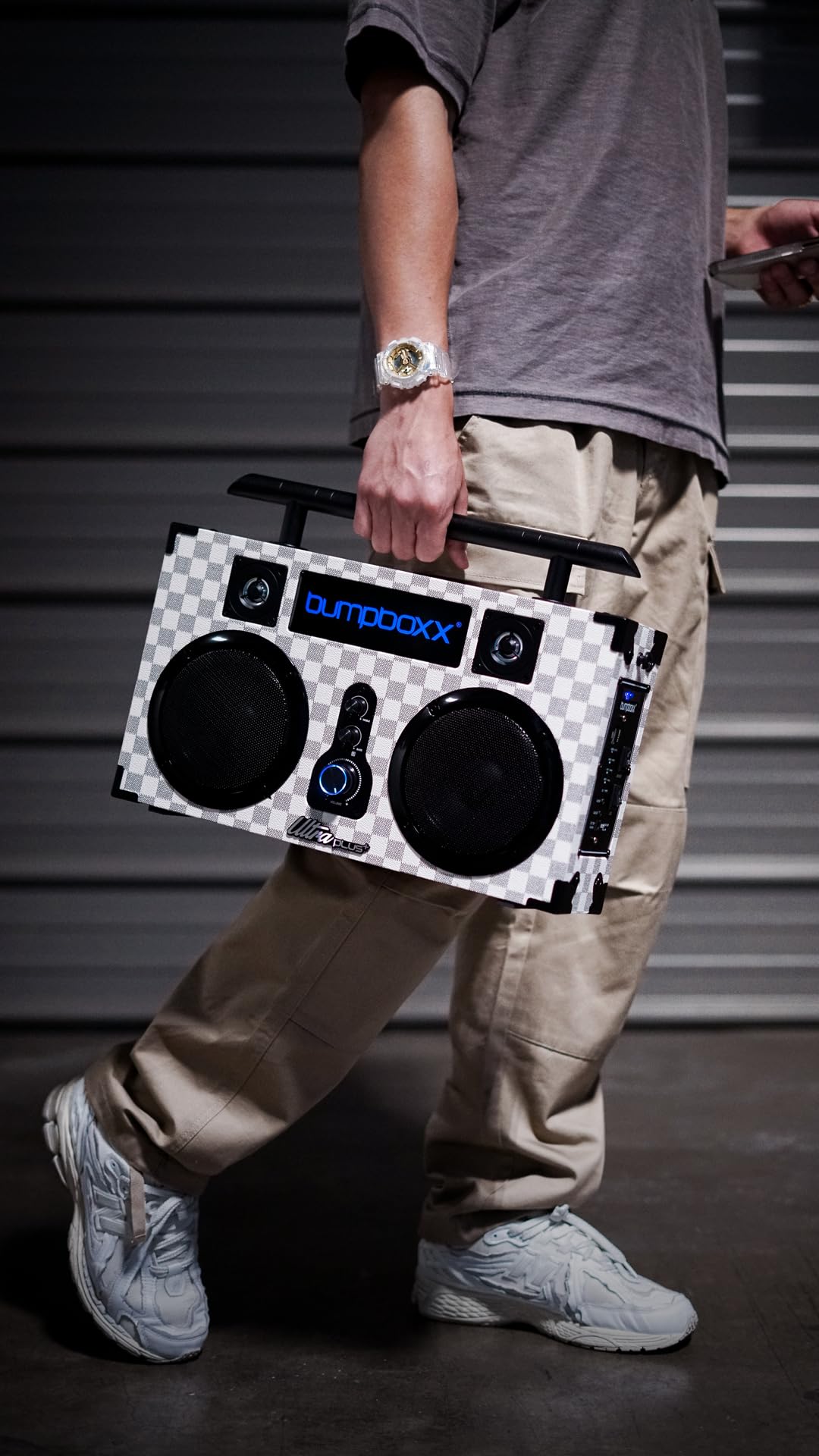 Bumpboxx Bluetooth Boombox Ultra Plus | Retro Boombox with Bluetooth Speaker | Includes Rechargeable Lithium Battery, Carrying Strap & Mic | Easy to Carry | NYC Graffiti