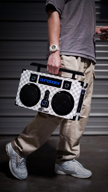 Bumpboxx Bluetooth Boombox Ultra Plus | Retro Boombox with Bluetooth Speaker | Includes Rechargeable Lithium Battery, Carrying Strap & Mic | Easy to Carry | NYC Graffiti