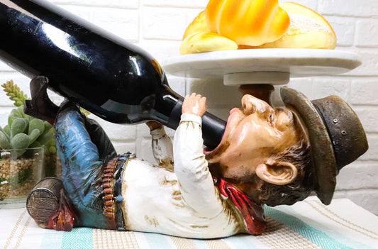 Ebros Gift Wild West Country Cowboy Sheriff with Pistol and Hat Western Wine Bottle Holder Caddy Figurine Decorative Sculpture of Cowboys Rustic Accent